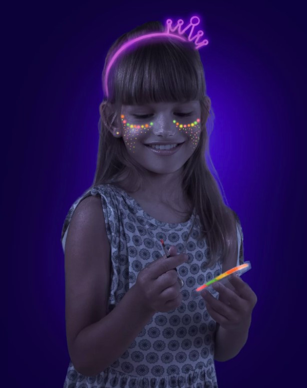 Farbki do twarzy UV + opaska świecąca w ciemności Kidea Derform